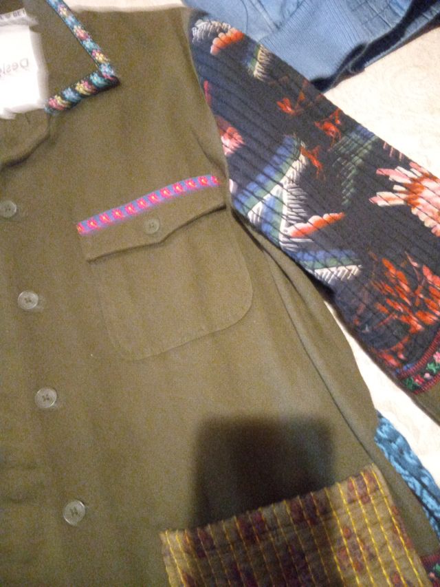 Chaqueta patchwork verde y multicolor