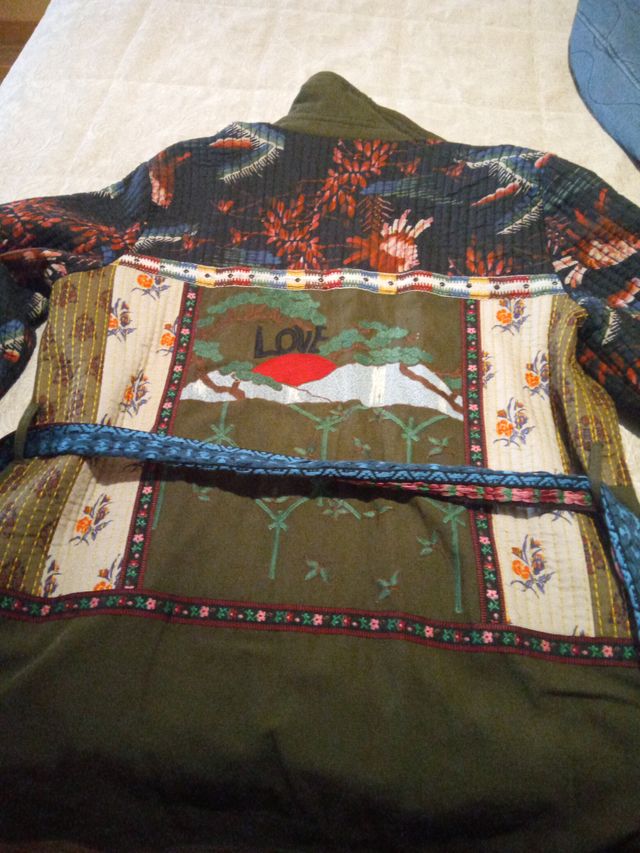 Chaqueta patchwork verde y multicolor