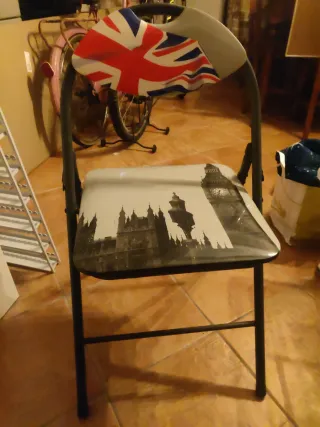 Sedia pieghevole con stampa Union Jack e Big Ben