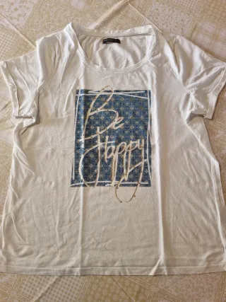 Camiseta Blanca Talla L Be Happy
