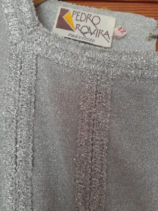 Vestido fiesta Pedro Rovira plateado