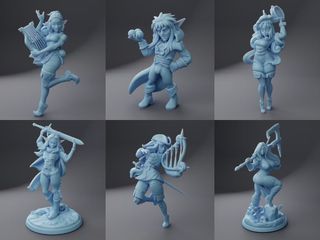 Pack 6 Minis Bardas y Aventureras Fantasy 32mm