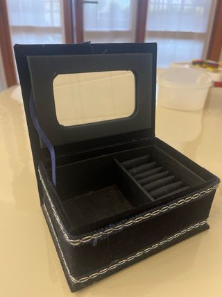 Portagioie velluto blu, coperchio argento