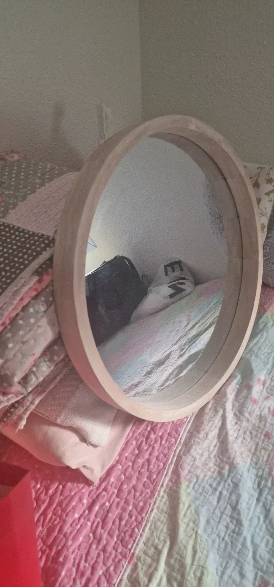 Espejo redondo madera cristal