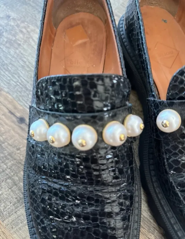 Mocasines Philou negros con perlas