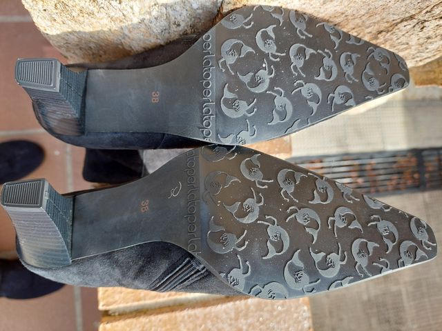 Botines Perlato Ante Negro Talla 38