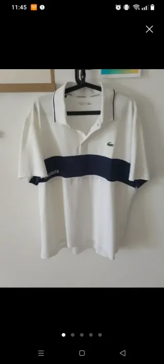 Camisa Polo Lacoste Blanca y Azul