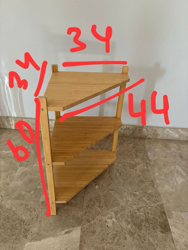 estantería esquinera de madera