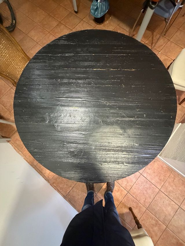 Mesa redonda comedor 1,30m madera negra