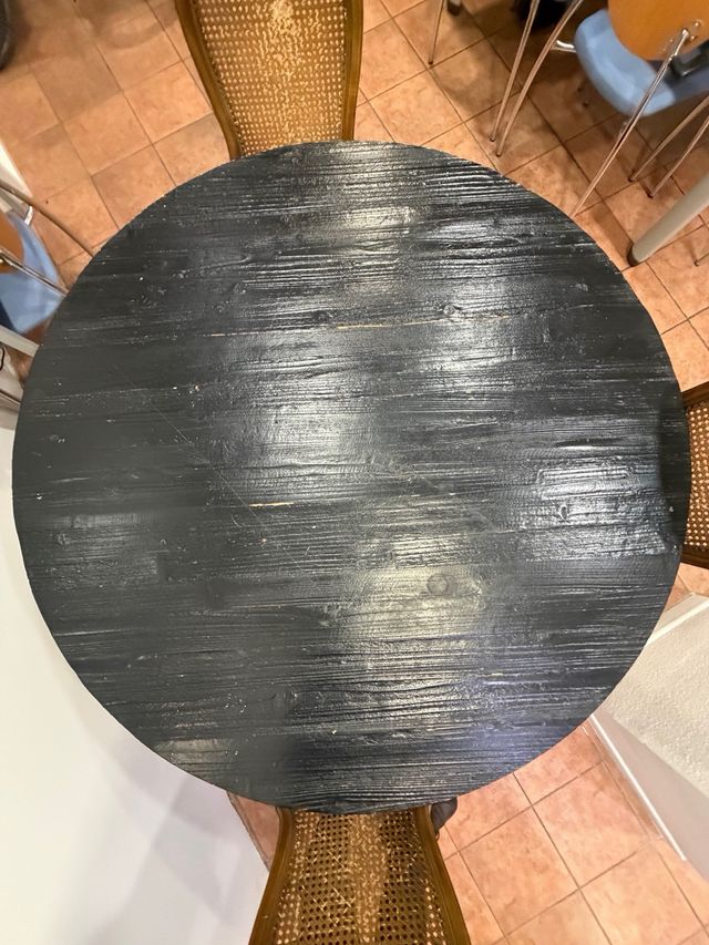 Mesa redonda comedor 1,30m madera negra