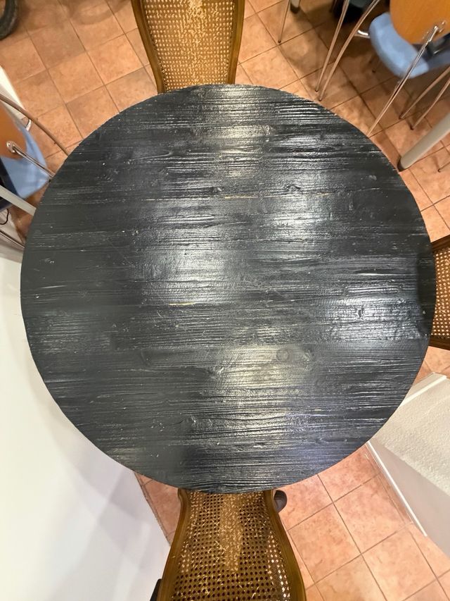 Mesa redonda comedor 1,30m madera negra
