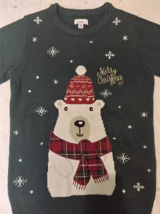 Maglioncino Natale Orsetto Verde 9-10 Anni