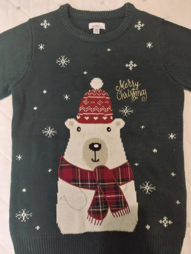 Maglioncino Natale Orsetto Verde 9-10 Anni