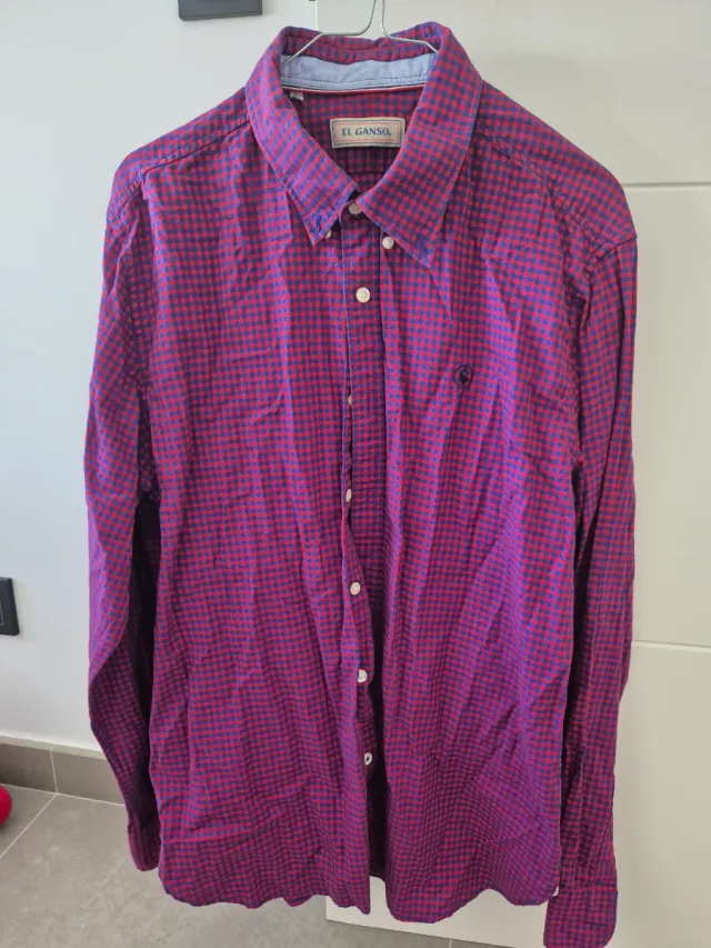 Camisa El Ganso cuadros morado y rojo