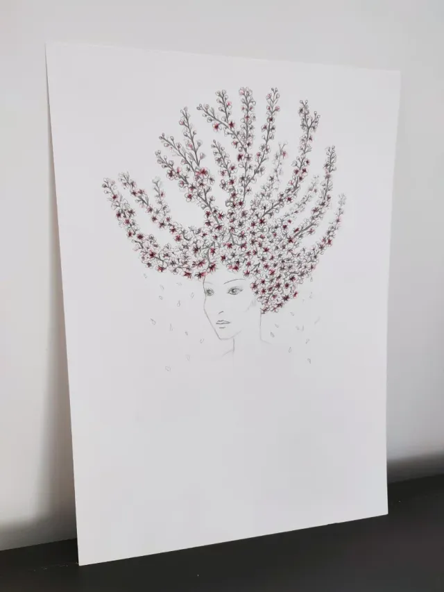 Lámina original dibujada a mano Grafito y Acuarela