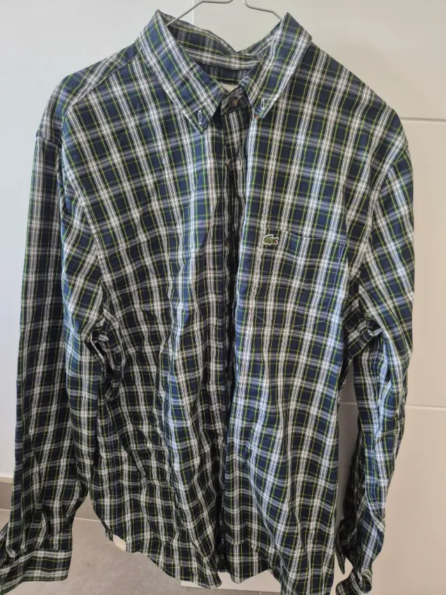Camisa Lacoste cuadros azul y verde Talla L