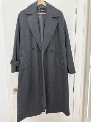 Abrigo paño largo Zara gris