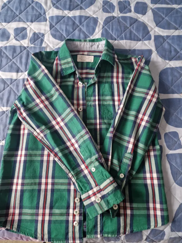 Camisa cuadros niño verde