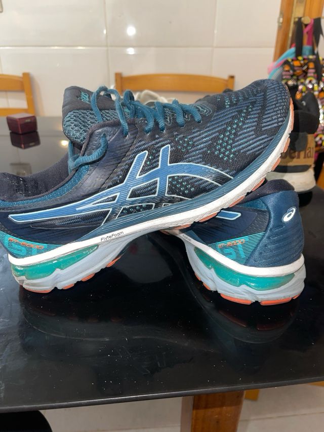 Zapatillas Asics Hombre Talla 43.5 Azul/Verde