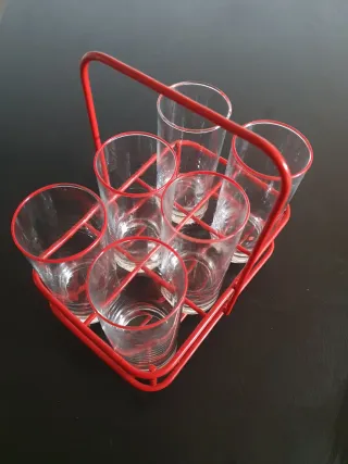 Set 6 Bicchieri con Portabicchieri Rosso