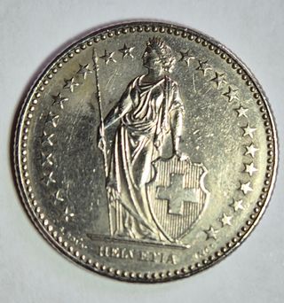 2 Monete Svizzera 2 Franchi 1980-1987 SPL