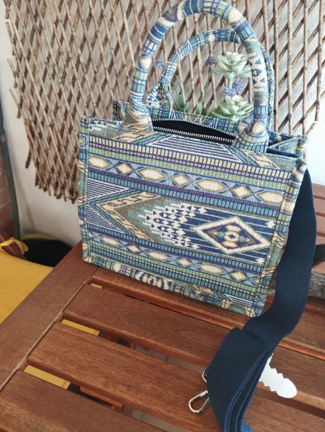 Bolso étnico Misako azul y multicolor