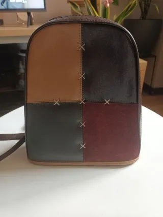 Mochila de piel y ante patchwork