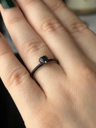 Anillo Pandora Corazón Negro Plata