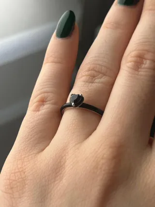Anillo Pandora Corazón Negro Plata