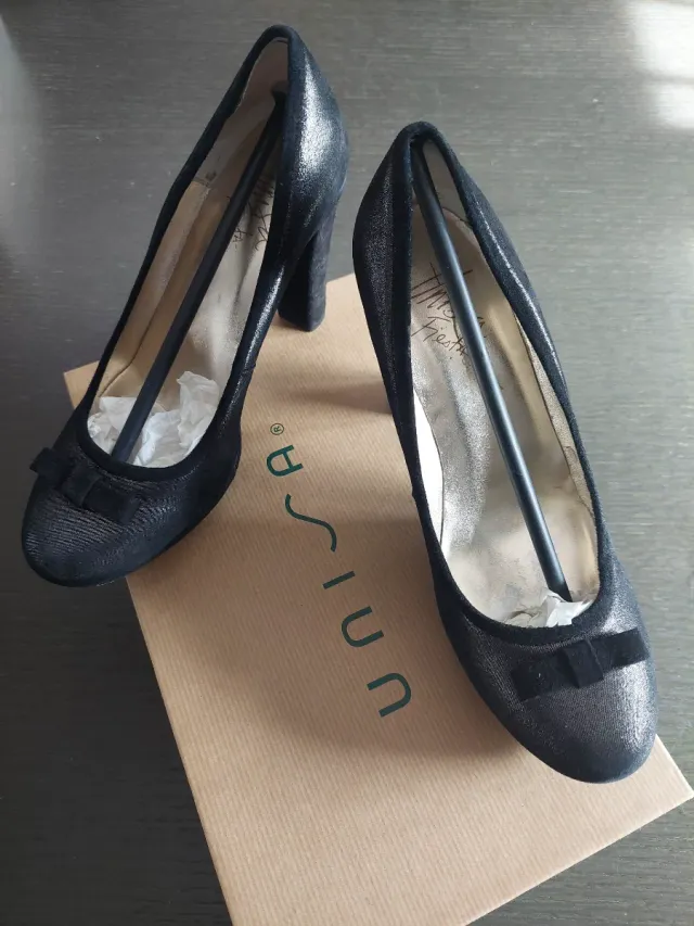 Zapatos Unisa Piel Negros Tacon Mujer