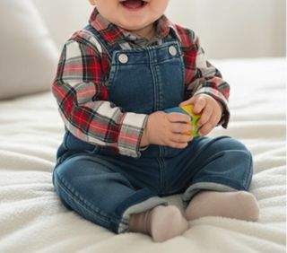 Completo H&M 6-9 mesi salopette jeans + camicia