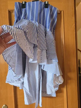 Falda volantes  azul y blanco