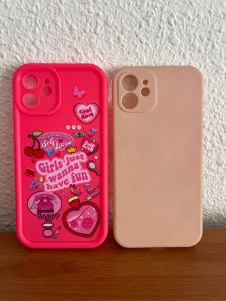 2 Fundas iPhone 12 Rosa y Beige