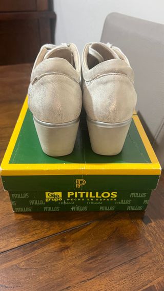 Blucher Pitillos Mujer Talla 40 Beige/Oro