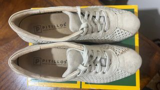 Blucher Pitillos Mujer Talla 40 Beige/Oro