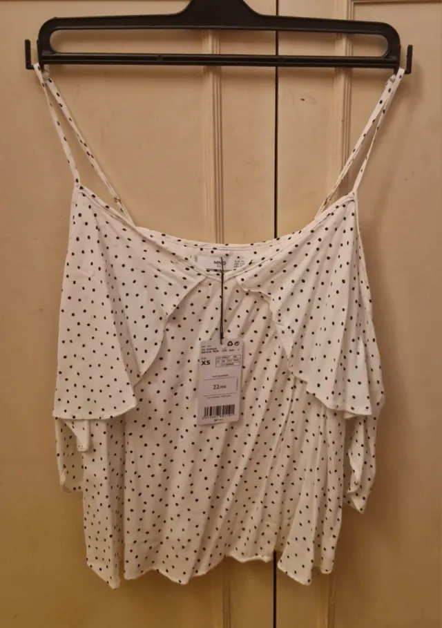 Top Mango lunares (con etiqueta)