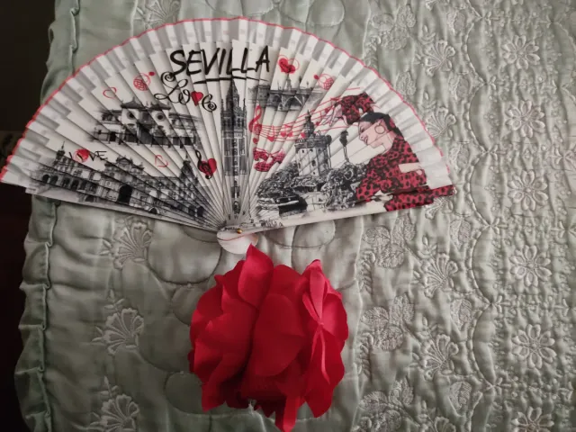 Mantón negro bordado dorado y rojo