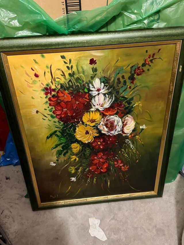 Cuadro de Flores Pintado a Mano