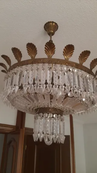 3 Lámparas de Cristal de Roca : 2 apliques y una t