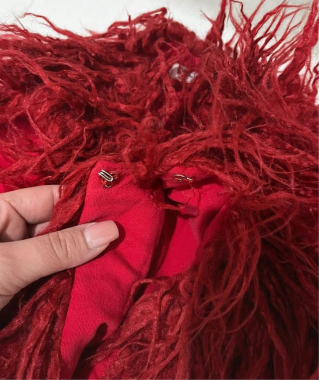 Gilet eco-pelliccia bambina rosso/bordeaux 5 anni