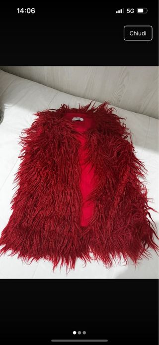 Gilet eco-pelliccia bambina rosso/bordeaux 5 anni