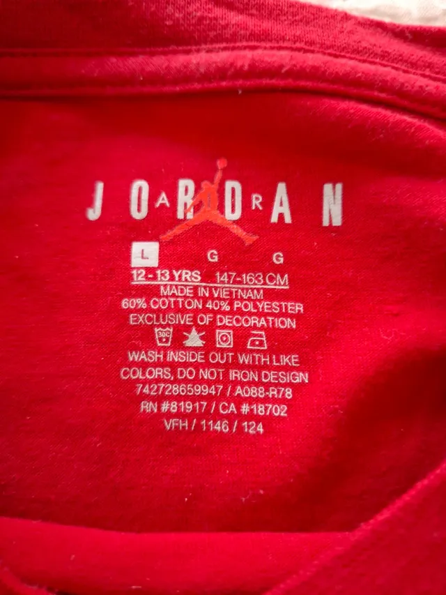 Camiseta Jordan 23 Roja Talla 14 años