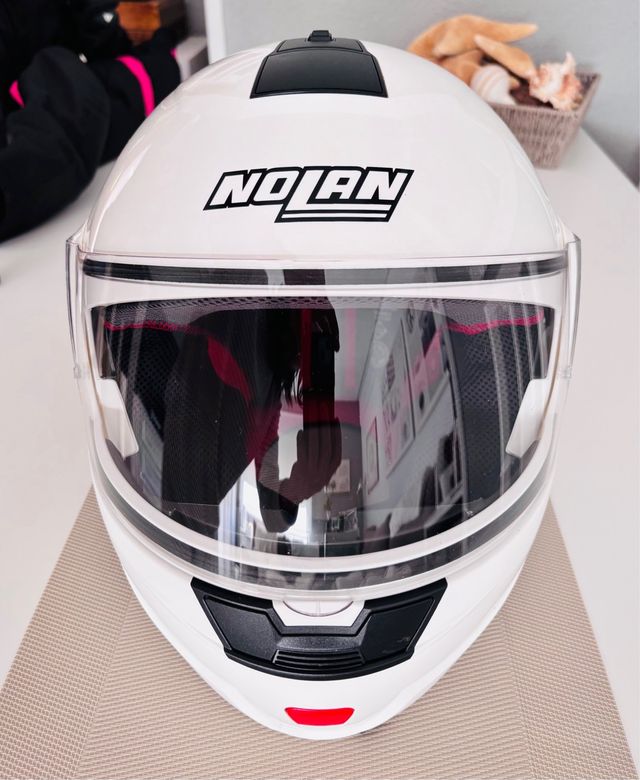 Casco moto Nolan N91 evo n-com especespeci blanco