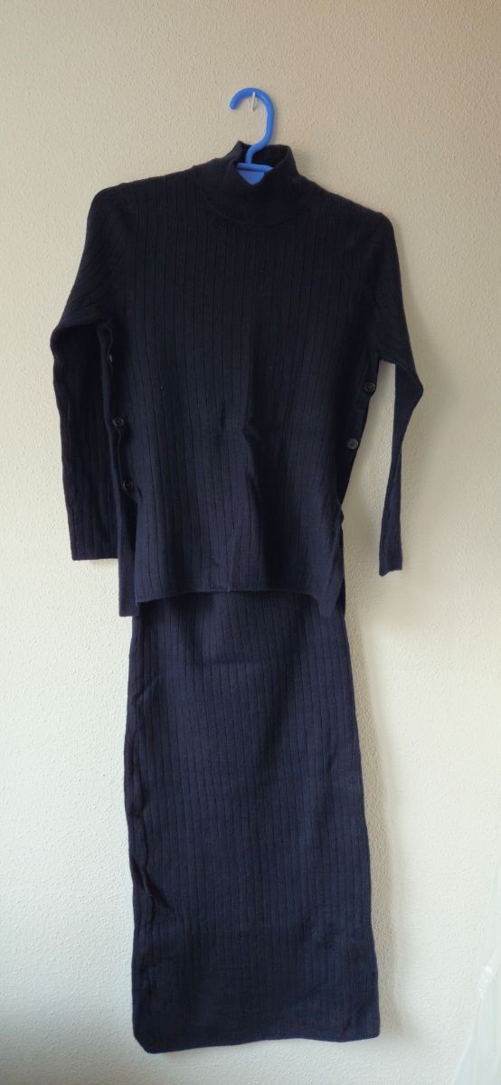 Conjunto de punto canalé azul