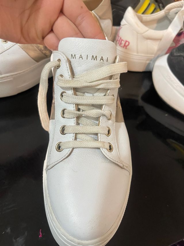 Zapatillas Mai Mai Mujer Talla 40 Blanco/Oro