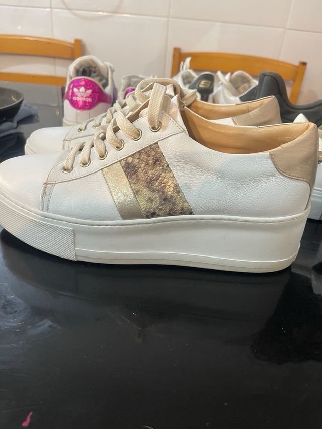 Zapatillas Mai Mai Mujer Talla 40 Blanco/Oro