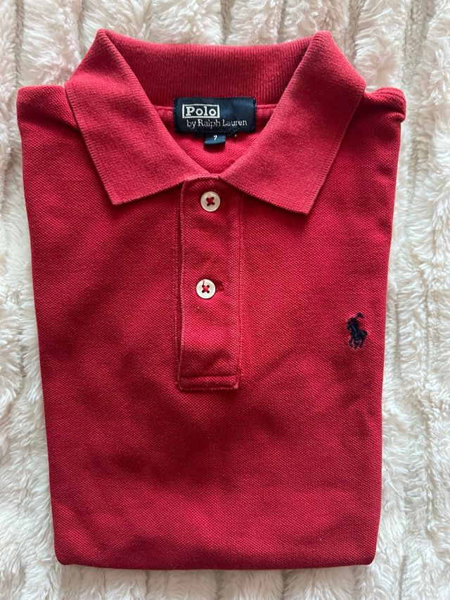 Polo Ralph Lauren Rojo -Talla 7- manga corta