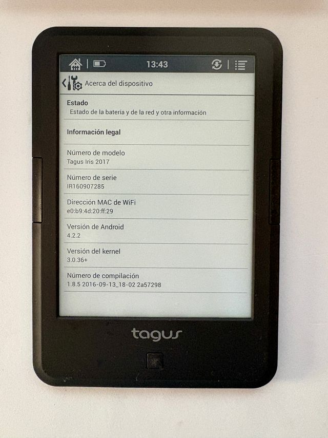 EBOOK TAGUS IRIS PANTALLA RETROILUMINADA