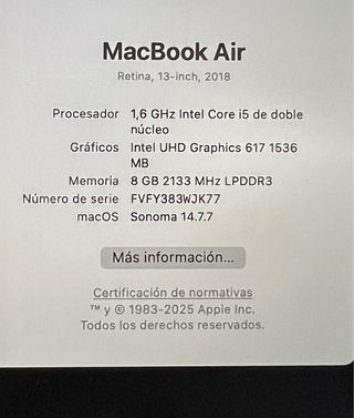 Apple MacBook Air 2018 TECLADO QWERTZ 