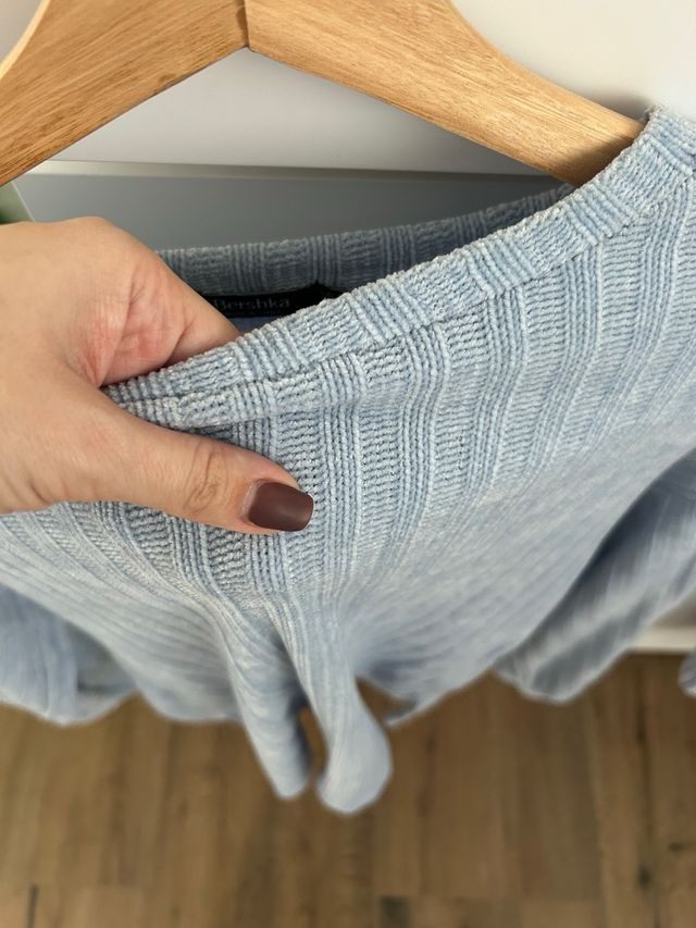 Jersey azul de punto fino